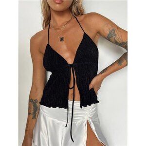 Halter Neck Cami with Tie Front Detail
